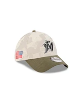 New Era Men's Light Beige/Olive Miami Marlins 2025 Armed Forces Day 39THIRTY Flex Hat
