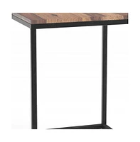 Sturdy Iron and Wood End Table – Square Design for Living Room