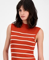 Tahari Asl Women's Striped Mock-Neck Sleeveless Sweater