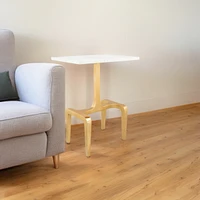 Rectangular End Table with Genuine Marble Look Top for Living Room