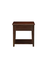 Functional Manufactured Wood Rectangular Side Table with Storage Drawer and Shelf