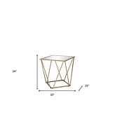 Contemporary Glass and Metal Square Mirrored End Table