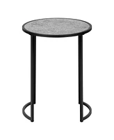 Farmhouse Style Round End Table with Bottom Shelf