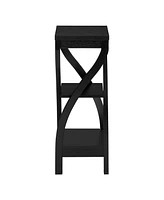 Wood Square End Table with Two Shelves – Functional and Stylish Storage Solution for Living Room
