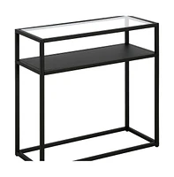 Contemporary Glass and Steel End Table with Storage Shelf – Elegant Home Accent