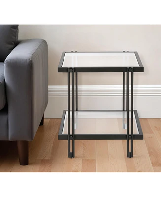 Glass and Steel End Table with Storage Shelf – Ideal for Modern Interiors