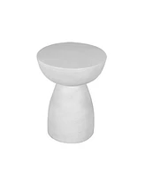 Solid Wood Round End Table – 22" White Distressed Finish for Farmhouse Style