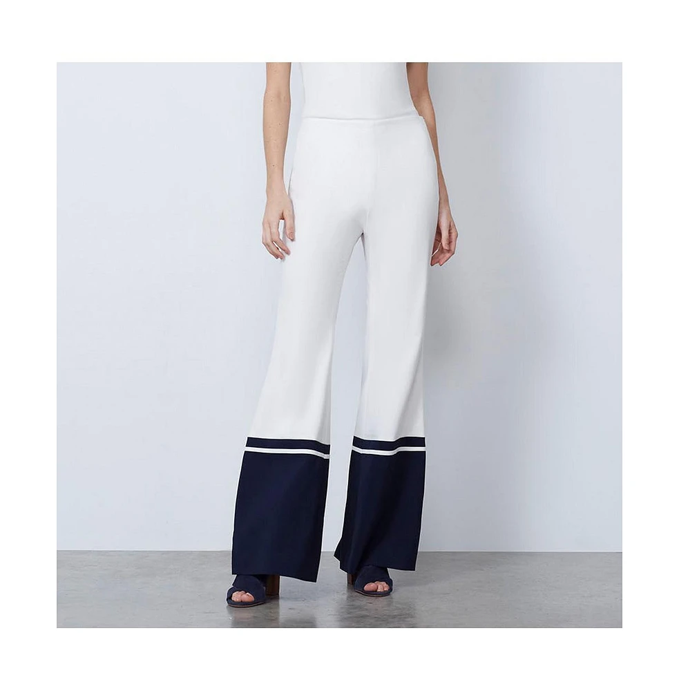 Etcetera Women's Fluid Colorblock Palazzo Pants Fathom