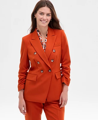 Tahari Asl Women's Double-Breasted Ruched-Sleeve Jacket
