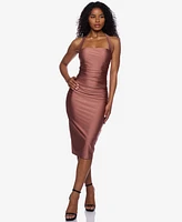 Alex & Sophia Women's Ruched Halter Midi Dress