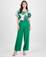 Anne Klein Petite Pleated Wide-Leg Pull-On Pants