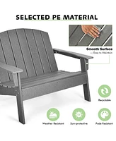 Gymax Outdoor Adirondack Chair Patio Hdpe Adirondack Loveseat Bench Weather Resistant