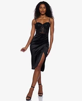 B Darlin Juniors' Sequined Lace Corset Midi Dress