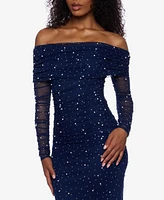 B Darlin Juniors' Embellished Off-The-Shoulder Gown