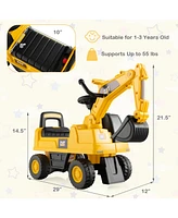 Functional Excavator Toy with Rotatable Digging Bucket