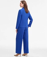 Tahari Asl Womens Clasp Blazer Wide Leg Pants Tie Neck Blouse Wide Leg Pants