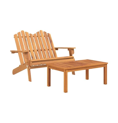 2 Piece Adirondack Patio Lounge Set Solid Wood Acacia