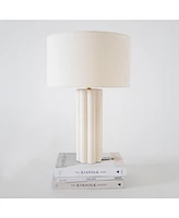 Becca Led Geometric Pillar Table Lamp with Cream Fabric Shade, Bulb Included (24")