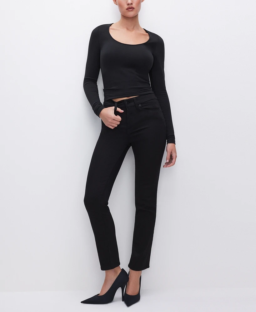 Good American Women's Never Fades Good Legs High-Rise Straight-Leg Jeans