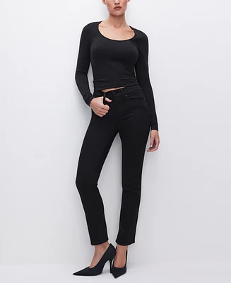 Good American Women's Never Fades Good Legs High-Rise Straight-Leg Jeans