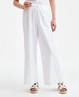 Style & Co Women's Cotton Eyelet Pull-On Wide-Leg Pants, Exclusively at Macy's