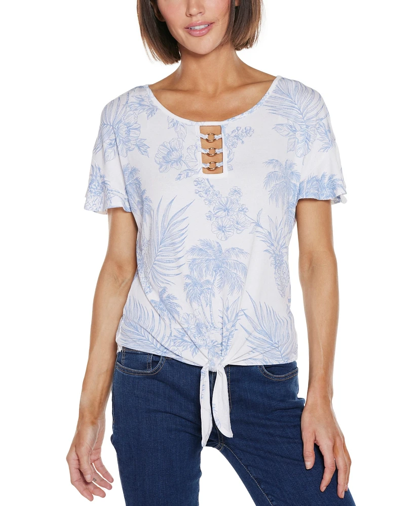 Belldini Women's Pineapple Print Knit Top