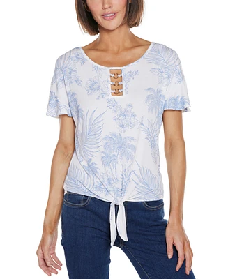 Belldini Women's Pineapple Print Knit Top