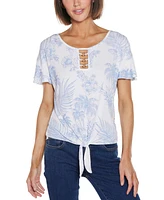 Belldini Women's Pineapple Print Knit Top