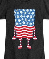 Hybrid Apparel Big Girls Sponge Bob Square Pants Americana Flag Graphic T-Shirt