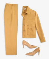 Anne Klein Womens Four Button Patch Pocket Jacket Pull On Pintuck Pants