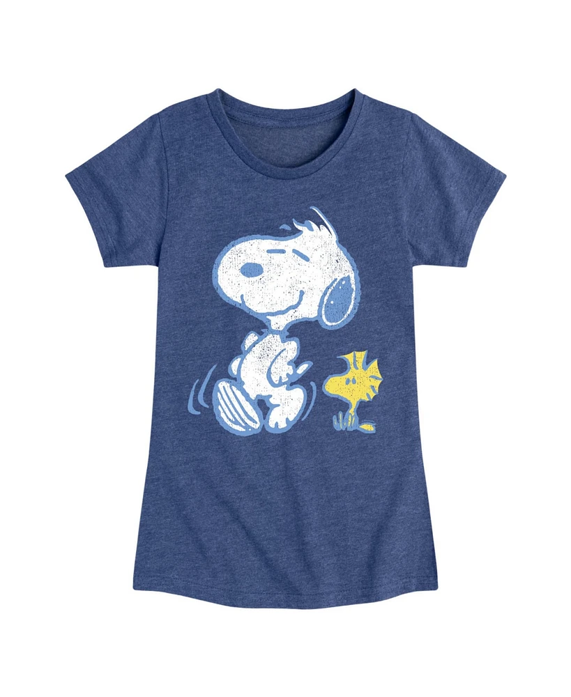 Hybrid Apparel Big Girls Peanuts Snoopy Woodstock Walk Graphic T-Shirt