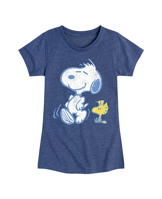 Hybrid Apparel Big Girls Peanuts Snoopy Woodstock Walk Graphic T-Shirt
