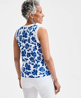 Style & Co Women's Printed Sleeveless Crewneck Sweater, Exclusively at Macy's