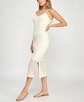 Invitee Juniors' V-Neck Sleeveless Bodycon Crochet Dress