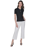 Karl Lagerfeld Paris Women's Collared Ribbed Shirt