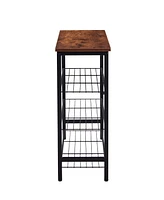 4-Tier Shoe Rack with Mdf Top Board,Metal Industrial Style Bookshelf,Modern Ladder Shelf Storage,Multifunctional Shoe Storage Shelf