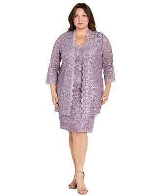 R & M Richards Plus 2-Pc. Lace Jacket Dress Set