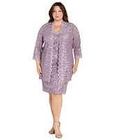 R & M Richards Plus 2-Pc. Lace Jacket Dress Set