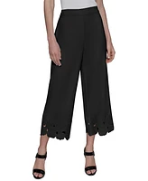 Karl Lagerfeld Paris Women's Floral-Hem Pull-On Pants