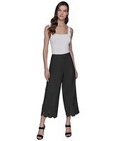 Karl Lagerfeld Paris Women's Floral-Hem Pull-On Pants