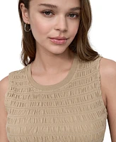 Dkny Jeans Women's Crewneck Smocked Sleeveless Top