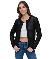 Dkny Jeans Women's Baby Chenille Open-Stitch Long-Sleeve Cardigan