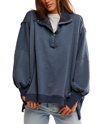 Free People Women's Camden Henley Balloon-Sleeve Top