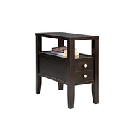 24" Brown End Table With Two Drawers