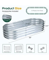 Aoodor Galvanized Raised Garden Bed Kit, 59''(L) x 23.62''(W) x11.81''(H) Outdoor Garden Planter Oval Large Boxes for Vegetables, Flowers, Herbs