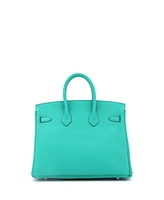 Pre-Owned Hermes Birkin 25 Handbag Verso Novillo with Palladium Hardware
