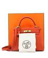 Pre-Owned Hermes Kelly 28 Handbag Orange Togo with Gold Hardware