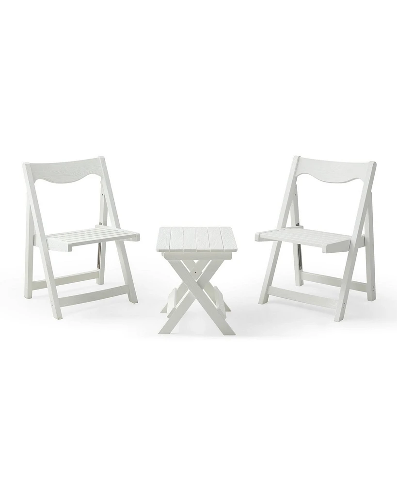 Foldable Small Table and Chair Set with 2 Chairs and Rectangular Table