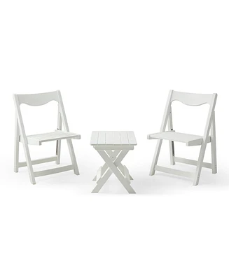 Foldable Small Table and Chair Set with 2 Chairs and Rectangular Table