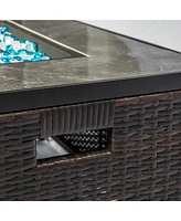 Outdoor Fire Table Propane Fire Pit Rattan gas fire table, gas fire table with tile tabletop